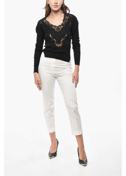 Pulovere Ermanno Scervino Cashmere Blend Sweater With Lace Embellishment Black Femei (BM 19521758) 4