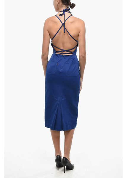 Rochii lungi Max Mara Sfilata Denim Temide Sheath Dress With Lace-Up Detail Blue Femei (BM 19521764) 2