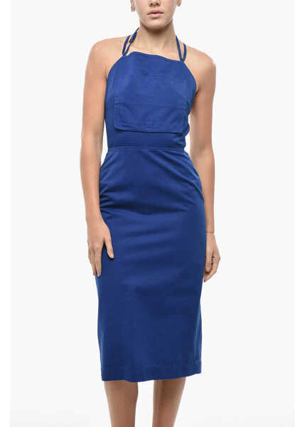 Rochii lungi Max Mara Sfilata Denim Temide Sheath Dress With Lace-Up Detail Blue Femei (BM 19521764) 4