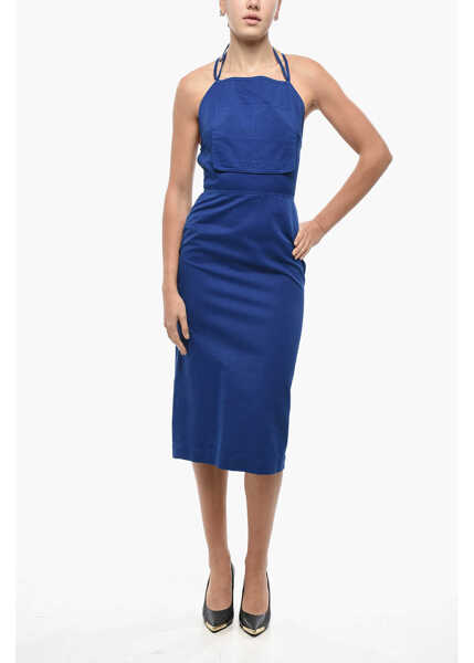 Rochii lungi Max Mara Sfilata Denim Temide Sheath Dress With Lace-Up Detail Blue Femei (BM 19521764) 1