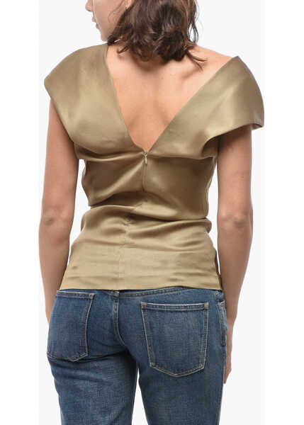 Bluze Khaite Silk Organza Top With Back Zip Military Green Femei (BM 19521773) 2