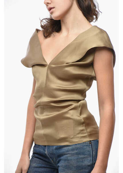 Bluze Khaite Silk Organza Top With Back Zip Military Green Femei (BM 19521773) 3