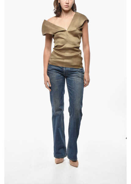 Bluze Khaite Silk Organza Top With Back Zip Military Green Femei (BM 19521773) 4