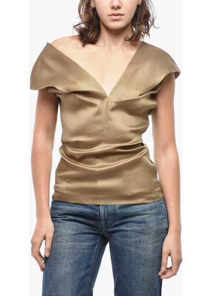 Bluze Khaite Silk Organza Top With Back Zip Military Green Femei (BM 19521773) 1