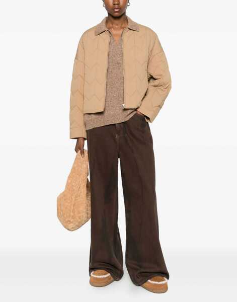 Jachete MAISON KITSUN Quilted Jacket in water-repellent nylon CANVAS BROWN Femei (BM 19521863) 2