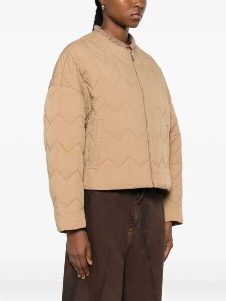 Jachete MAISON KITSUN Quilted Jacket in water-repellent nylon CANVAS BROWN Femei (BM 19521863) 3