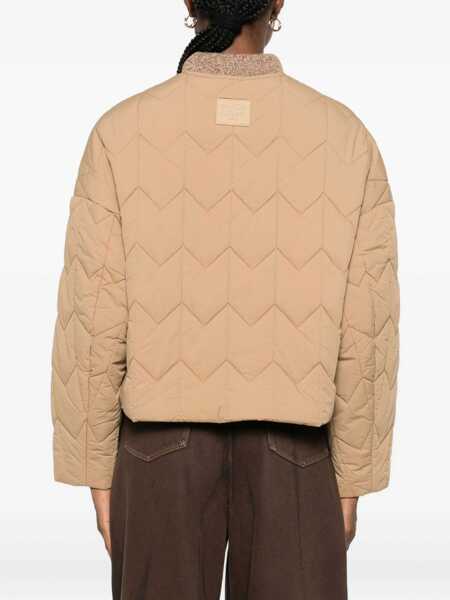 Jachete MAISON KITSUN Quilted Jacket in water-repellent nylon CANVAS BROWN Femei (BM 19521863) 4