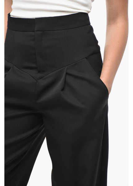 Pantaloni casual Isabel Marant Cropped-Fit Trousers Staya With One Pleat Black Femei (BM 19521953) 3