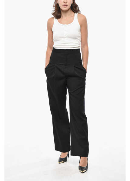 Pantaloni casual Isabel Marant Cropped-Fit Trousers Staya With One Pleat Black Femei (BM 19521953) 4