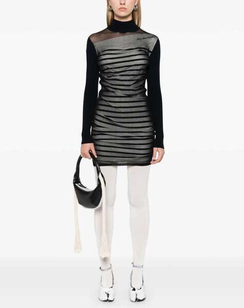 Rochii scurte Jean Paul Gaultier Striped Turtleneck Bodycon Dress Black Femei (BM 19521956) 2