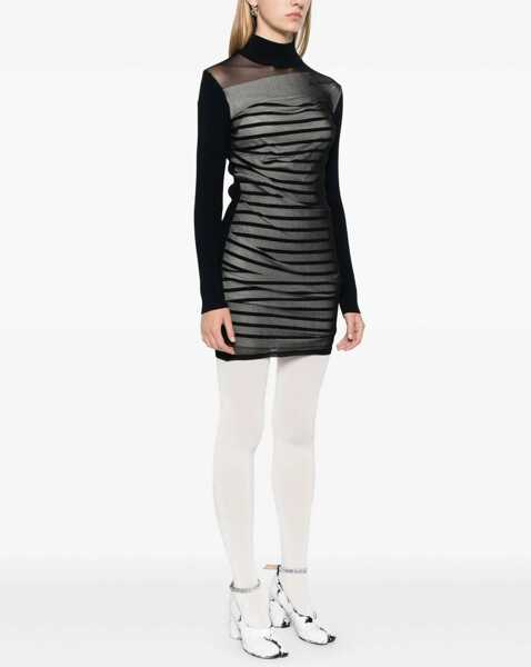 Rochii scurte Jean Paul Gaultier Striped Turtleneck Bodycon Dress Black Femei (BM 19521956) 3