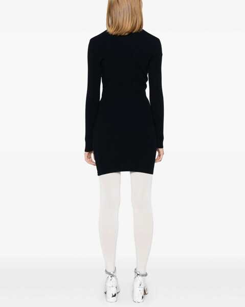 Rochii scurte Jean Paul Gaultier Striped Turtleneck Bodycon Dress Black Femei (BM 19521956) 4