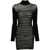Jean Paul Gaultier Striped Turtleneck Bodycon Dress Black
