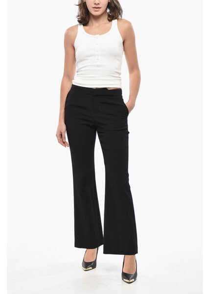 Pantaloni casual Balmain Flared Fit Pants With Hidden Closure Black Femei (BM 19521971) 4