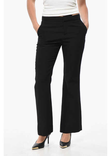 Pantaloni casual Balmain Flared Fit Pants With Hidden Closure Black Femei (BM 19521971) 1