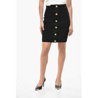 Fuste lungi Knitted Vichy A-Line Skirt With Jewel Buttons Femei