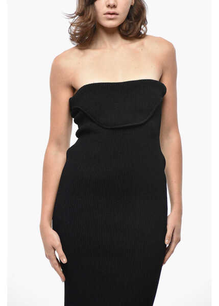 Rochii lungi Khaite Knitted Strapless Sheath Dress Black Femei (BM 19521983) 4