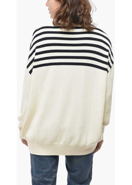 Cardigane Givenchy Cotton Blend Cardigan With Striped Motif White Femei (BM 19521986) 2