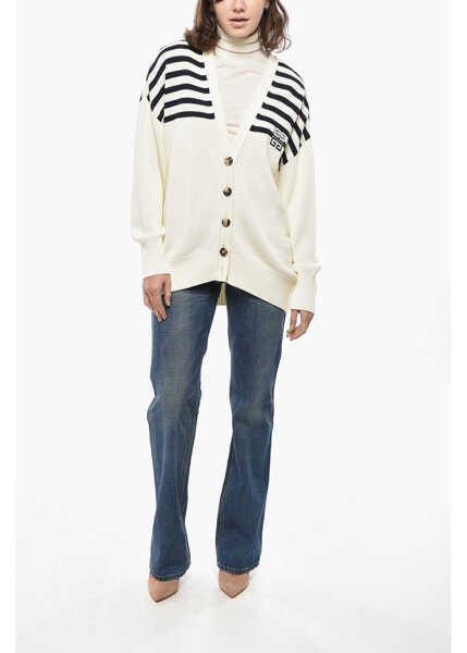 Cardigane Givenchy Cotton Blend Cardigan With Striped Motif White Femei (BM 19521986) 4