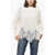 Ermanno Scervino Turtleneck Pure Cashmere Sweater With Lace Hem White