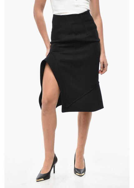 Fuste lungi Bottega Veneta Wool Structured Midi Skirt With Side Split Black Femei (BM 19522004) 1