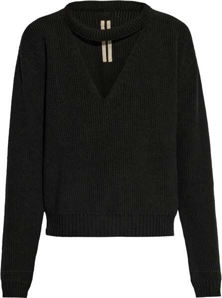 Pulovere Rick Owens Porterville Crew Neck Wool Sweater With Cut-Out Black Femei (BM 19522013) 1