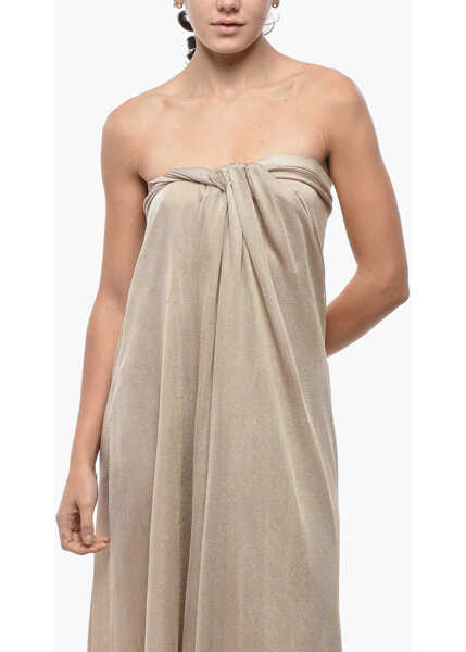 Rochii lungi INTERIOR Strapless The Ona Dress With Front Knot Beige Femei (BM 19522016) 4