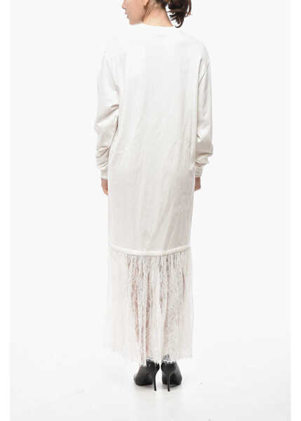 Rochii lungi INTERIOR Cotton Tee Dress With Lace Flounce White Femei (BM 19522022) 2