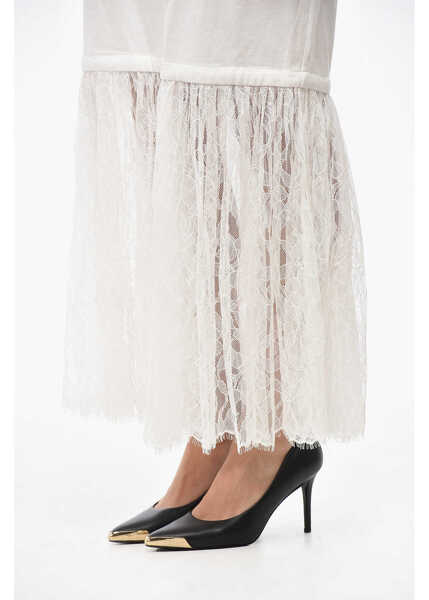 Rochii lungi INTERIOR Cotton Tee Dress With Lace Flounce White Femei (BM 19522022) 3