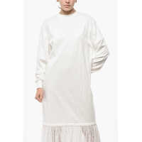 Rochii lungi INTERIOR Dama - Rochii lungi INTERIOR Cotton Tee Dress With Lace Flounce White Femei (BM 19522022) - B-mall.ro