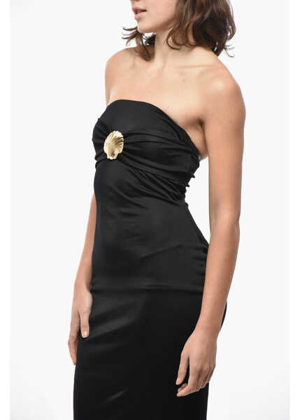 Rochii lungi GIUSEPPE DI MORABITO Viscose Strapless Maxidress Black Femei (BM 19522025) 3