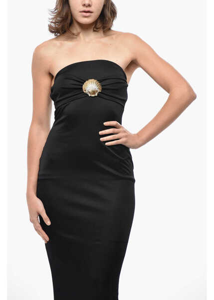 Rochii lungi GIUSEPPE DI MORABITO Viscose Strapless Maxidress Black Femei (BM 19522025) 4