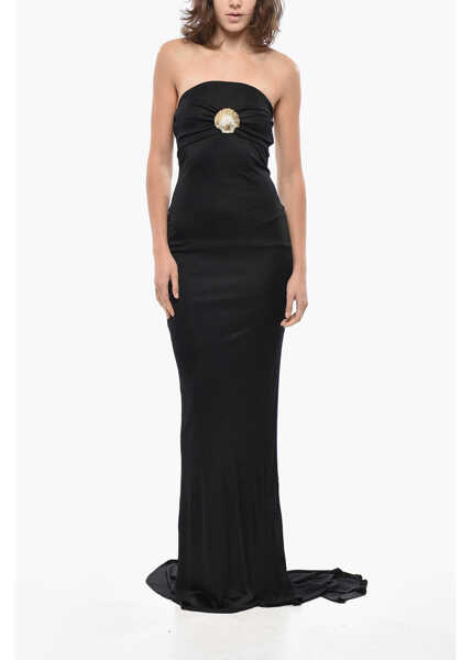 Rochii lungi GIUSEPPE DI MORABITO Viscose Strapless Maxidress Black Femei (BM 19522025) 1