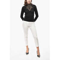 Pulovere Ermanno Scervino Dama - Pulovere Ermanno Scervino Cotton Blend Sweater With Lace Embellishment Black Femei (BM 19522031) - B-mall.ro