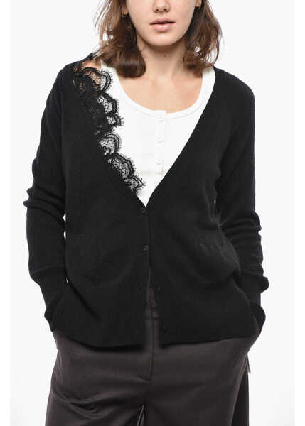 Cardigane Ermanno Scervino Cashmere Cardigan With Lace Embellishment Black Femei (BM 19522034) 1