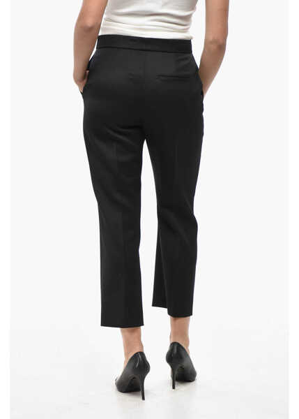 Pantaloni casual Tory Burch Cropped Fit Wool Pants With Flush Pockets Black Femei (BM 19522043) 2