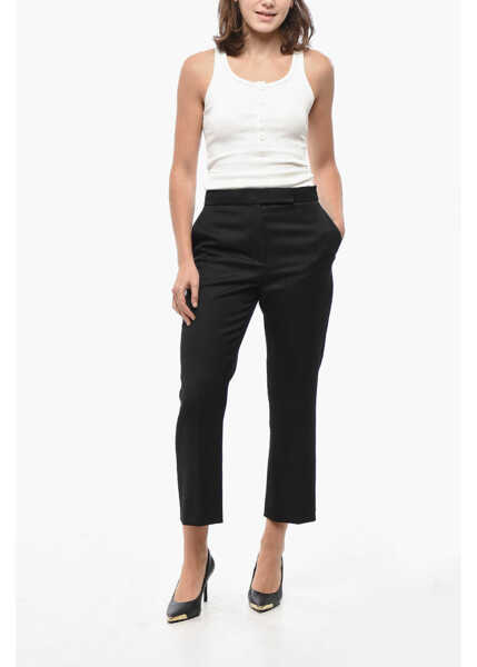 Pantaloni casual Tory Burch Cropped Fit Wool Pants With Flush Pockets Black Femei (BM 19522043) 4