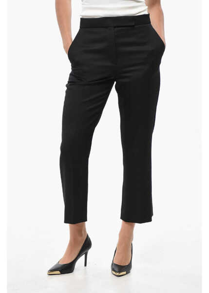 Pantaloni casual Tory Burch Cropped Fit Wool Pants With Flush Pockets Black Femei (BM 19522043) 1