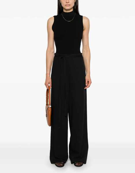 Pantaloni casual TOTME Linen Blend Cropped Fit Pants With Belt Black Femei (BM 19522046) 2