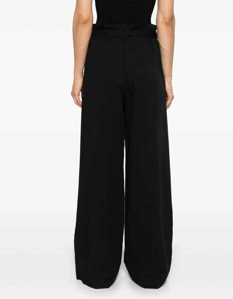 Pantaloni casual TOTME Linen Blend Cropped Fit Pants With Belt Black Femei (BM 19522046) 4