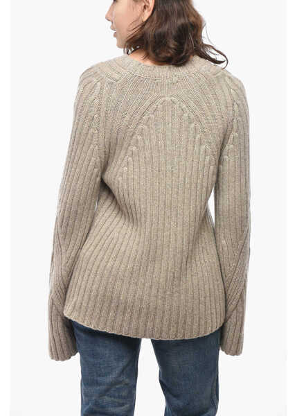 Pulovere casual Khaite Crew Neck Calvin Ribbed Cashmere Pullover Beige Femei (BM 19522049) 2