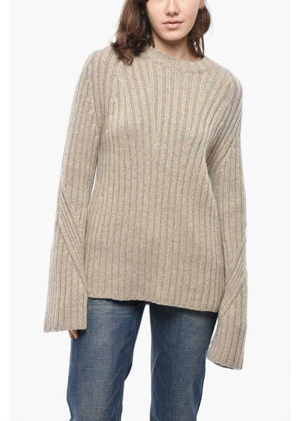 Pulovere casual Khaite Crew Neck Calvin Ribbed Cashmere Pullover Beige Femei (BM 19522049) 1