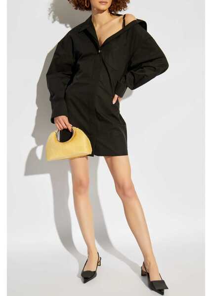 Rochii scurte JACQUEMUS La Casa Cotton Shirt Dress With Cold Shoulder Black Femei (BM 19522055) 2