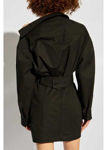 Rochii scurte JACQUEMUS La Casa Cotton Shirt Dress With Cold Shoulder Black Femei (BM 19522055) 4