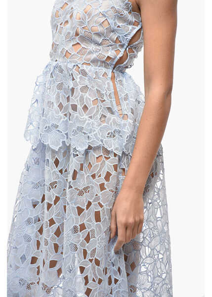 Rochii lungi Self-Portrait See-Through Broidarie Anglaise Midi Dress Light Blue Femei (BM 19522058) 3