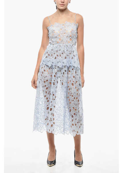 Rochii lungi Self-Portrait See-Through Broidarie Anglaise Midi Dress Light Blue Femei (BM 19522058) 1