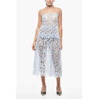 Rochii lungi See-Through Broidarie Anglaise Midi Dress Femei