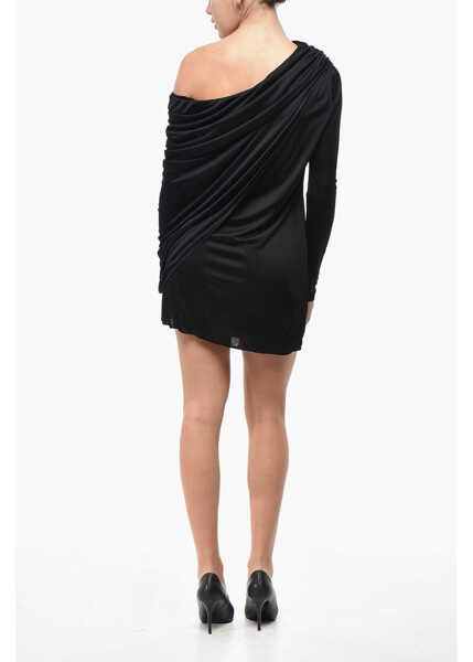 Rochii scurte GIUSEPPE DI MORABITO Viscose Draped Dress Black Femei (BM 19522061) 2