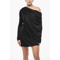 Rochii scurte GIUSEPPE DI MORABITO Dama - Rochii scurte GIUSEPPE DI MORABITO Viscose Draped Dress Black Femei (BM 19522061) - B-mall.ro