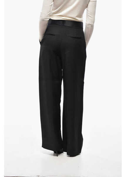 Pantaloni casual Khaite Single-Pleated Palazzo Pants With Front Zip Black Femei (BM 19522070) 2